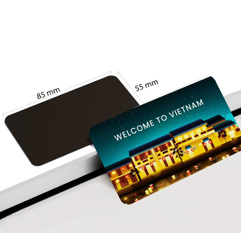 dhcrafts Rectangular Rubber Fridge Magnet / Magnetic Card Multicolor Vietnam D2 Design Pack of 1 (8.6cm x 5.4cm)